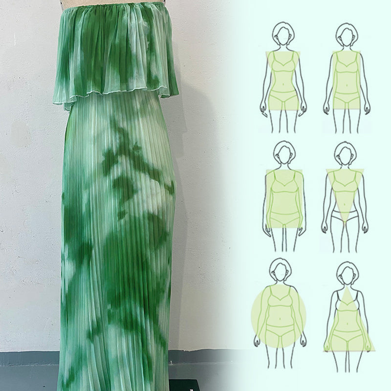 Annalise | Bedrucktes, plissiertes Off-Shoulder-Kleid für Damen