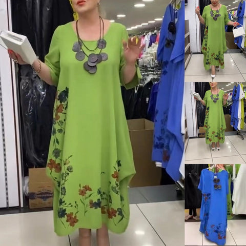 Margot | Damenkleid mit Rundhalsausschnitt und unregelmäßigem Saum