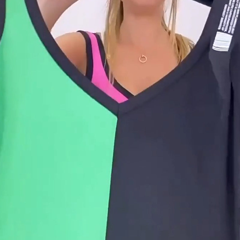 Yvonne | Buntes Strickkleid ohne Ärmel mit Herzausschnitt