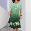 Autumn | Damen elegantes Kleid mit Rundhalsausschnitt in Blumenprint