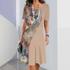 Autumn | Damen elegantes Kleid mit Rundhalsausschnitt in Blumenprint