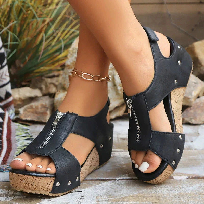 Barbara | Trendige Keilabsatz-Sandalen mit offener Zehe für Damen