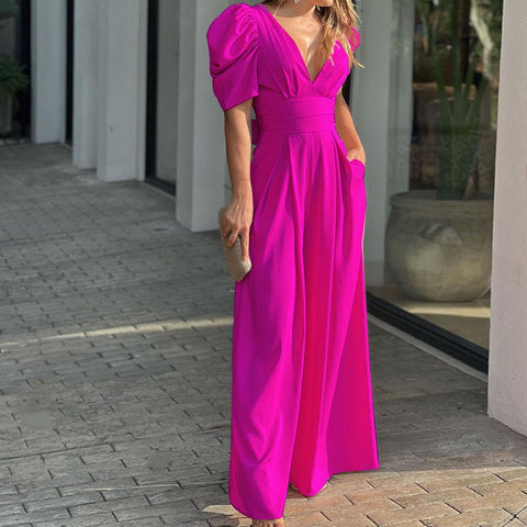 Gabriel | Jumpsuits mit tiefem V-Ausschnitt und weitem Bein für Damen