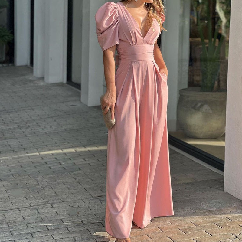 Gabriel | Jumpsuits mit tiefem V-Ausschnitt und weitem Bein für Damen