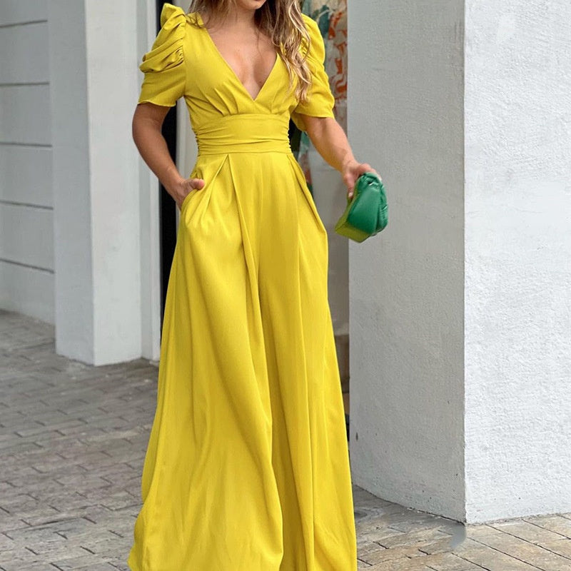 Gabriel | Jumpsuits mit tiefem V-Ausschnitt und weitem Bein für Damen