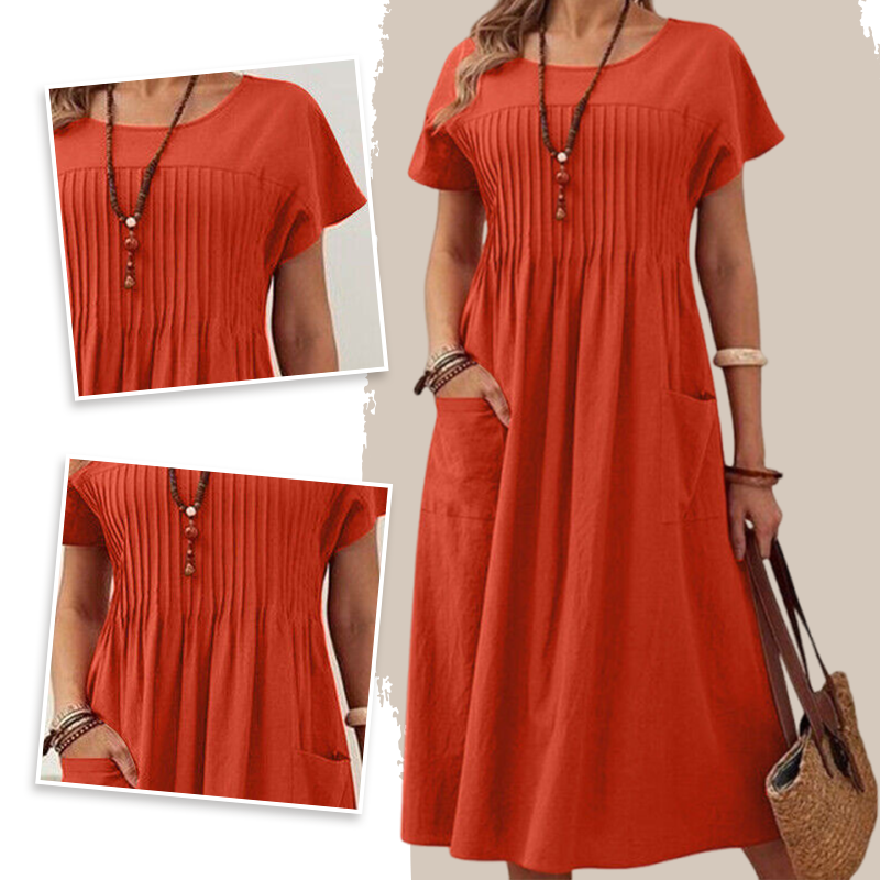 Silvia | Damenkleid mit kurzen Ärmeln und Taschen