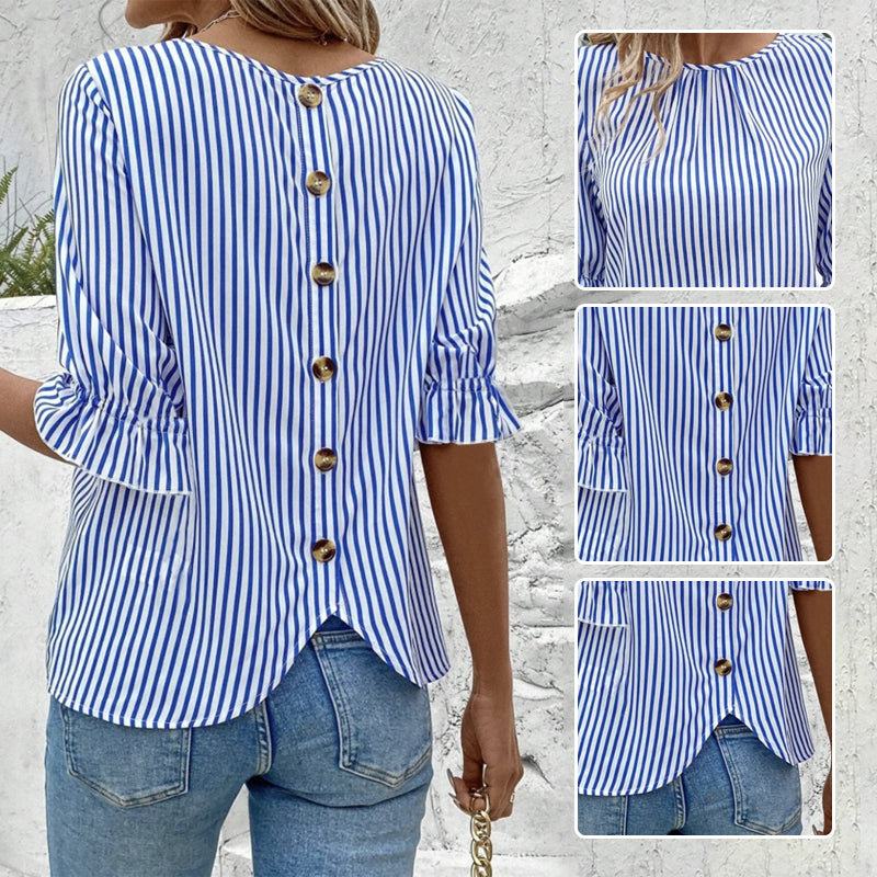 Izaiah | Schickes gestreiftes Top mit Knopfakzenten auf der Rückseite