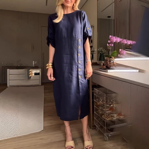 Zackie | Maxikleid mit seitlichem Schlitz und Knopfleiste für Damen