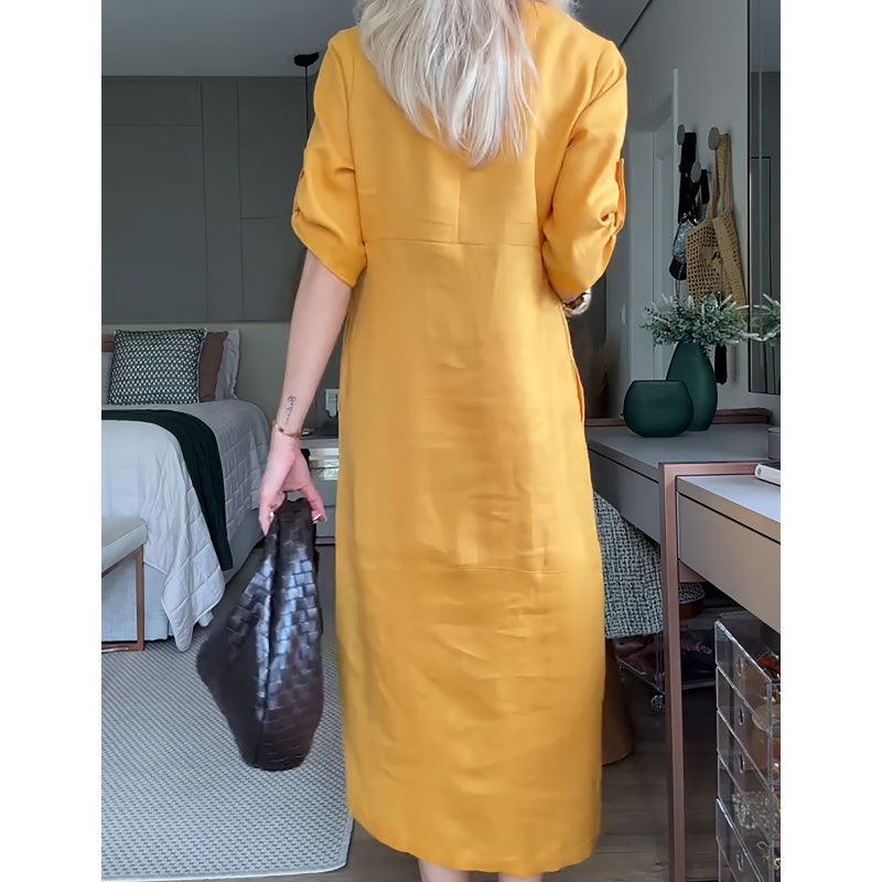 Zackie | Maxikleid mit seitlichem Schlitz und Knopfleiste für Damen