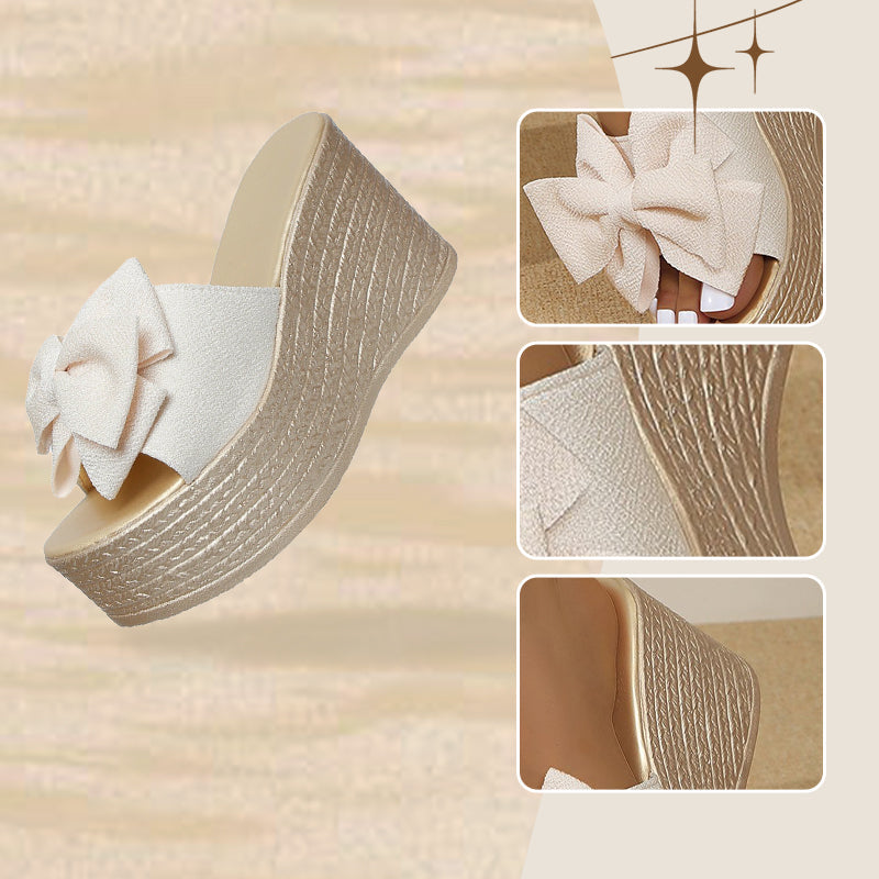 Roxanne | Damen Hausschuhe mit Schleife und dicker Sohle