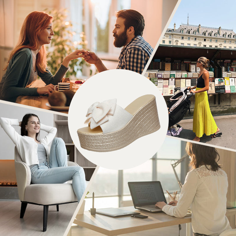 Roxanne | Damen Hausschuhe mit Schleife und dicker Sohle