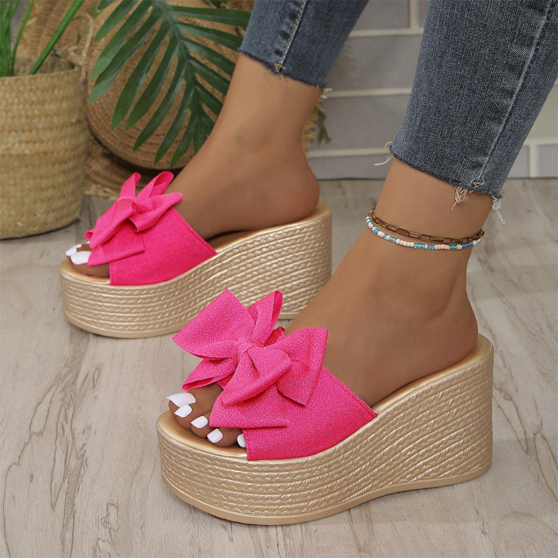 Roxanne | Damen Hausschuhe mit Schleife und dicker Sohle