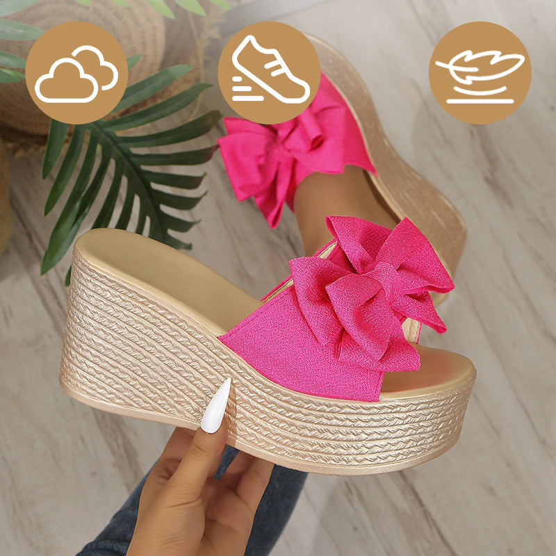 Roxanne | Damen Hausschuhe mit Schleife und dicker Sohle