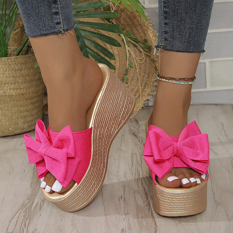 Roxanne | Damen Hausschuhe mit Schleife und dicker Sohle