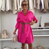 Adelaide | Lässiges elegantes Hemdkleid mit V-Ausschnitt – Rosa, Gelb, Damenmode