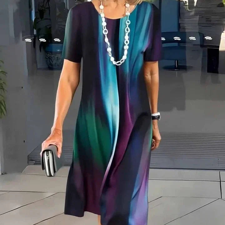 Terence | Damen plissiertes Kleid in bunten Blöcken