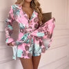 Luna | Frauen Mode floral taillierte Langarmkleider