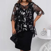 Carlee | Elegantes Damen 2-teiliges Set in Schwarz transparentes Oberteil + Kleid