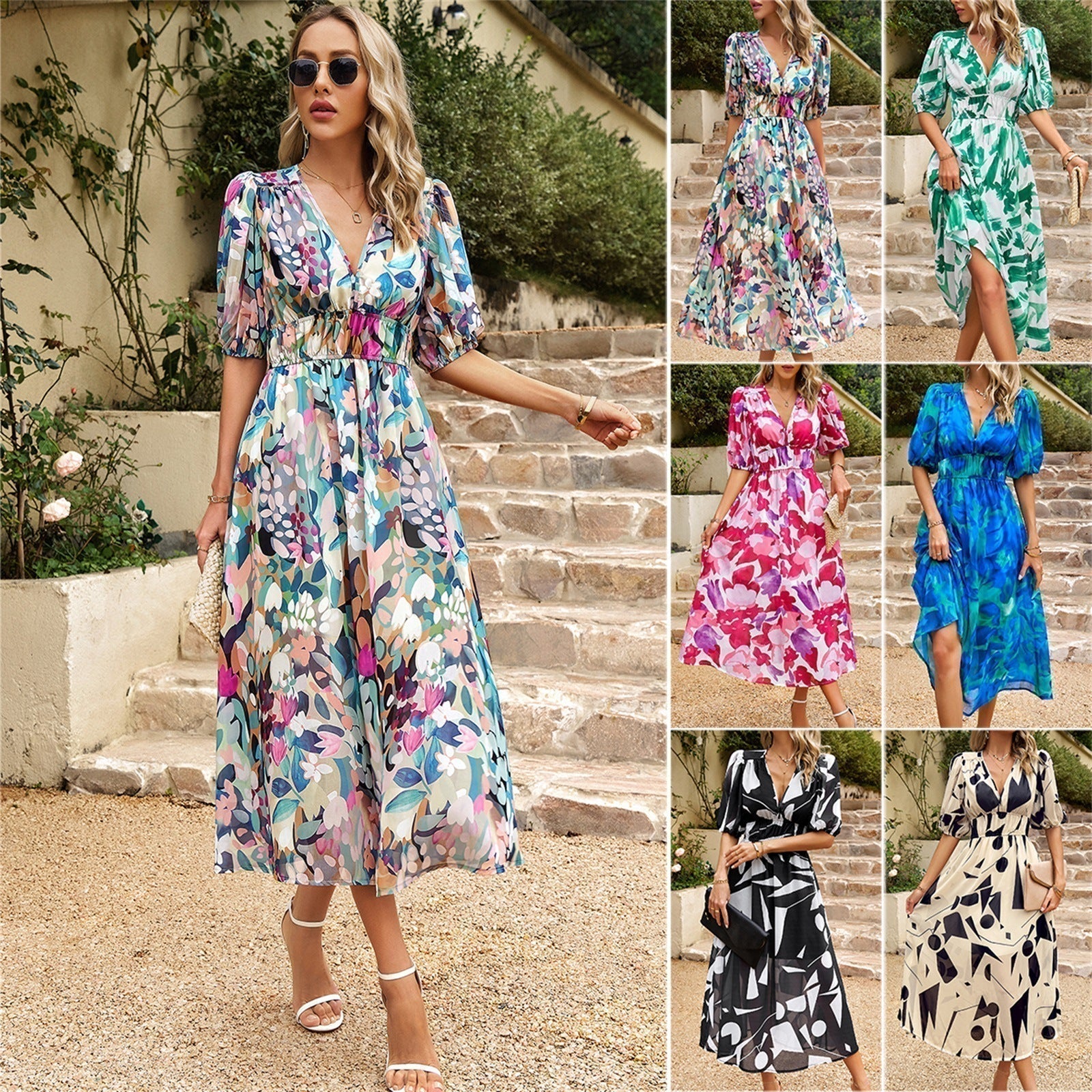 Kaisera | Elegantes Kleid mit Taillendruck und V-Ausschnitt
