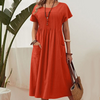 Charley | Faltenkleid für Damen mit kurzen Ärmeln und Taschen