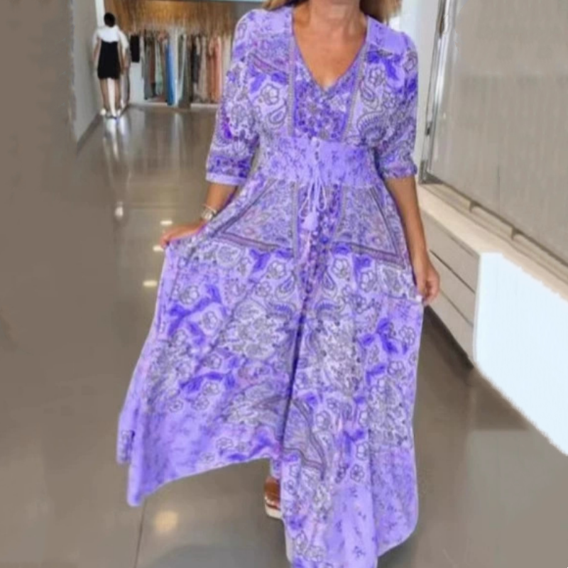 Zelda |  Elegantes Damen-Blumenkleid mit Bindebändern