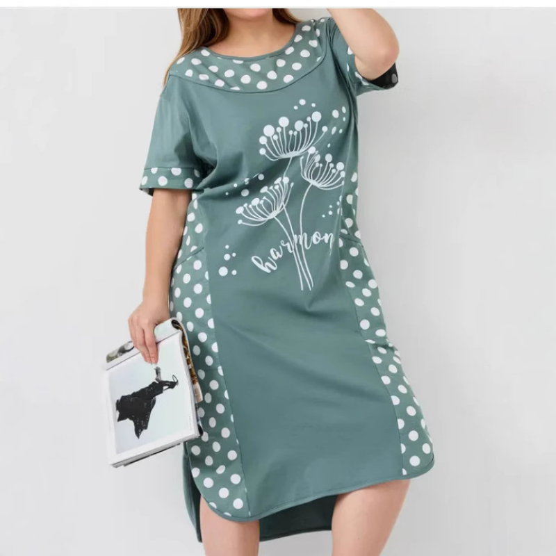 Antonia | Sommerliche lässige Damenkleider mit kurzen Ärmeln und A-Linie-Druck