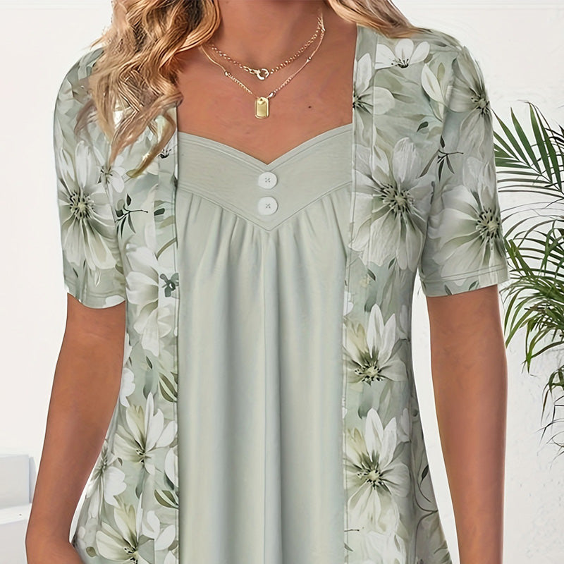 Dylan | Damen unregelmäßiger Blumen-Patchwork-Top✨