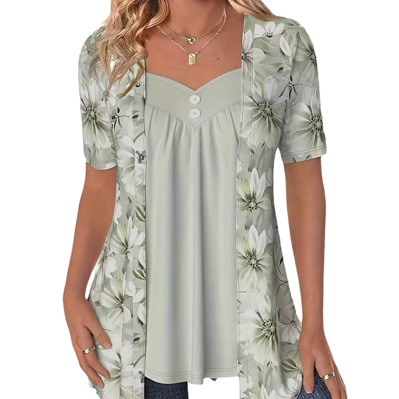 Dylan | Damen unregelmäßiger Blumen-Patchwork-Top✨