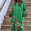 Caren | Elegantes Damenkleid mit Blumen und Rundhalsausschnitt