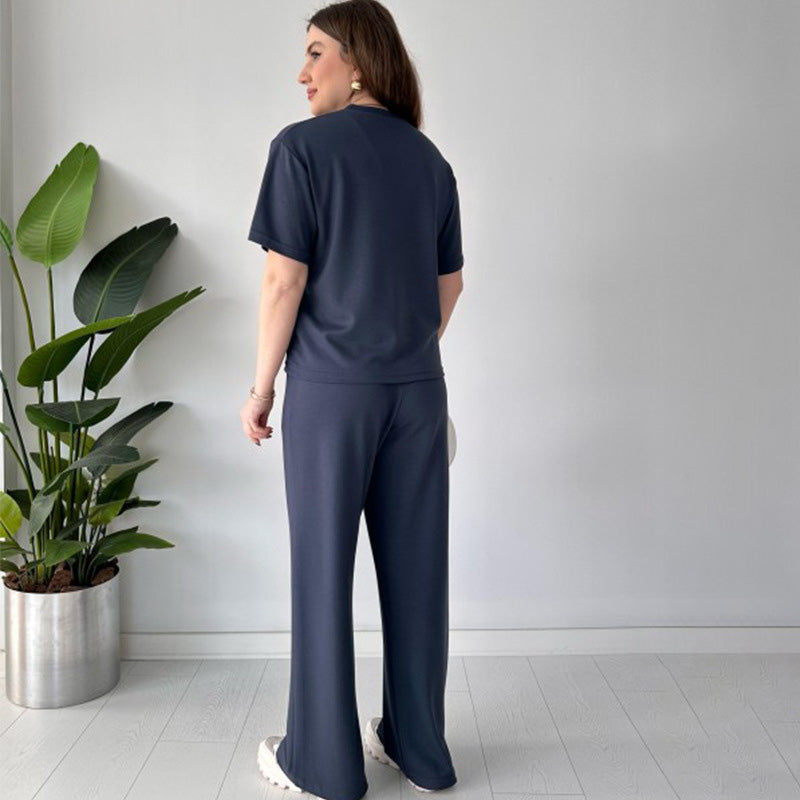 Maxine | Lässiges Set aus Oberteil mit Rundhalsausschnitt und Hose mit Kordelzug