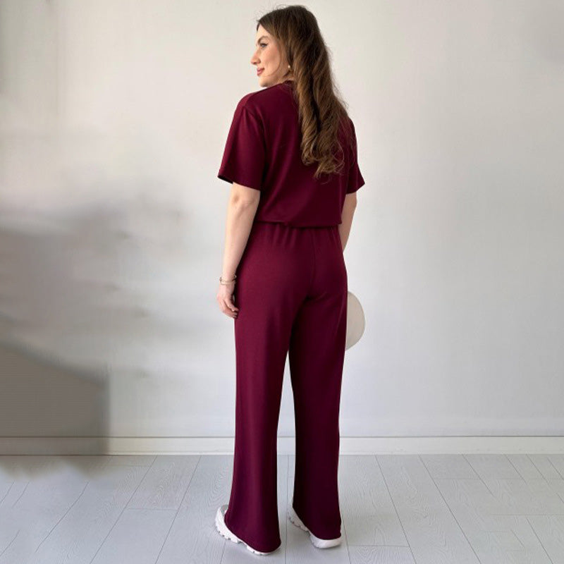 Maxine | Lässiges Set aus Oberteil mit Rundhalsausschnitt und Hose mit Kordelzug