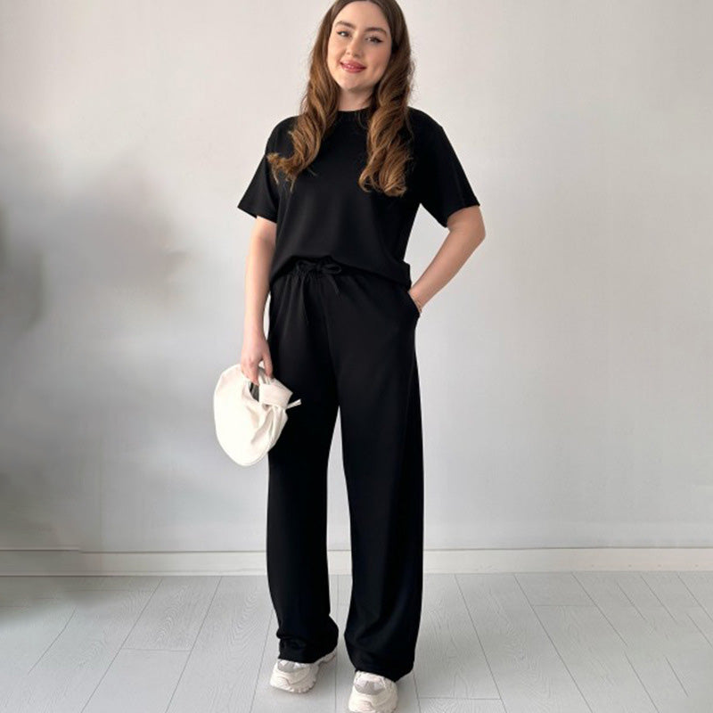 Maxine | Lässiges Set aus Oberteil mit Rundhalsausschnitt und Hose mit Kordelzug