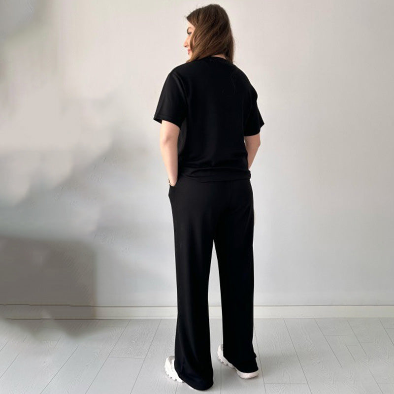 Maxine | Lässiges Set aus Oberteil mit Rundhalsausschnitt und Hose mit Kordelzug