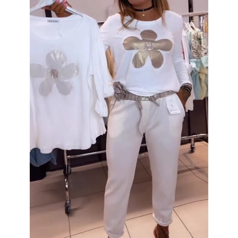 Milan | Damenbluse mit Blumenprint und Dekolleté