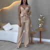 Melvie | Damen Top mit Rüscheneffekt und Spaghettiträgern sowie Weit geschnittene Hose Set