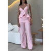 Melvie | Damen Top mit Rüscheneffekt und Spaghettiträgern sowie Weit geschnittene Hose Set