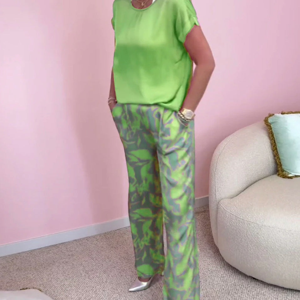 Mika | 2-teiliges Set: Top & Bedruckte Weite Hose