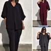 Thalia | Lässiger Loose-Fit Damenpullover mit V-Ausschnitt und Hose Zweiteiler Set