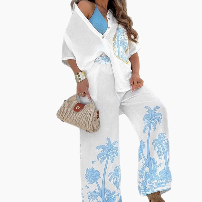 Elia | Lässiger Damen-Zweiteiler: Locker geschnittene Hemdbluse & Hose