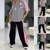 Vivienne | Damen zweiteiliges Oberteil und gestreifte Hose