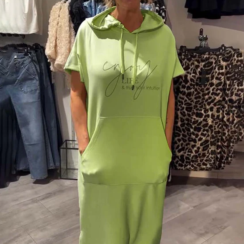 Adonisa | Women's dress with short sleeves and hood