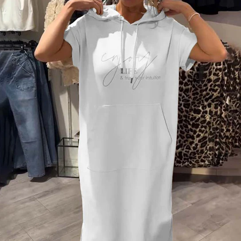 Adonisa | Women's dress with short sleeves and hood