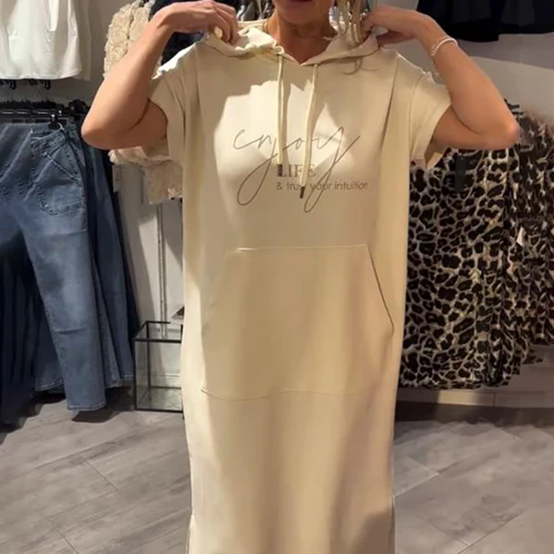 Adonisa | Women's dress with short sleeves and hood