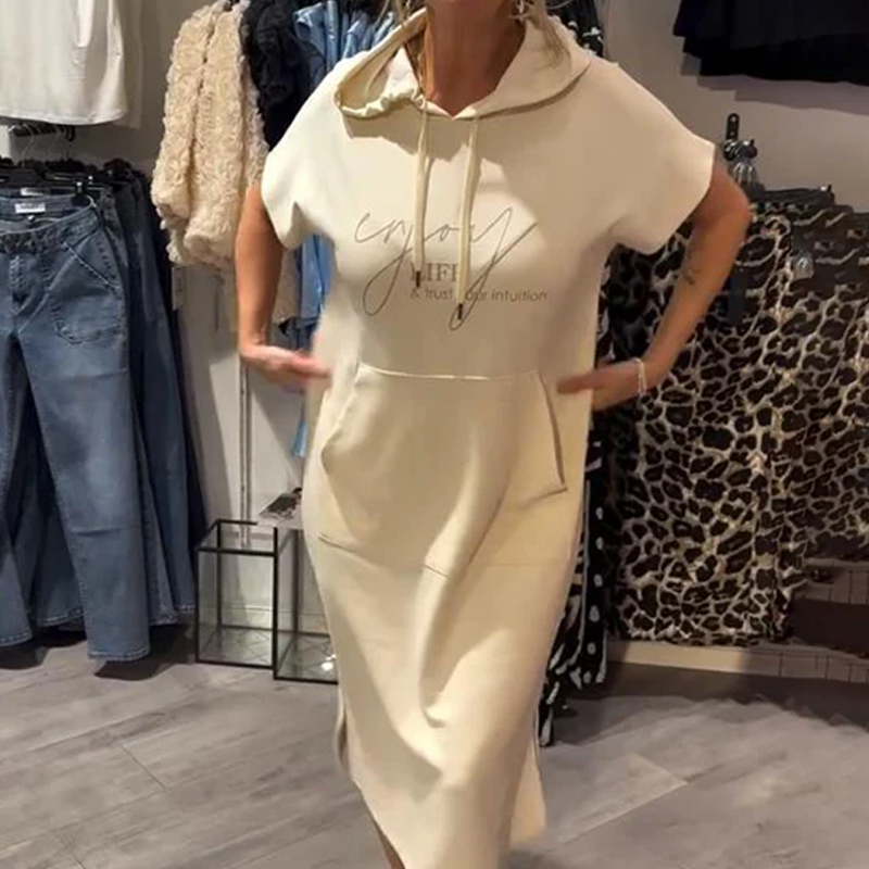 Adonisa | Women's dress with short sleeves and hood