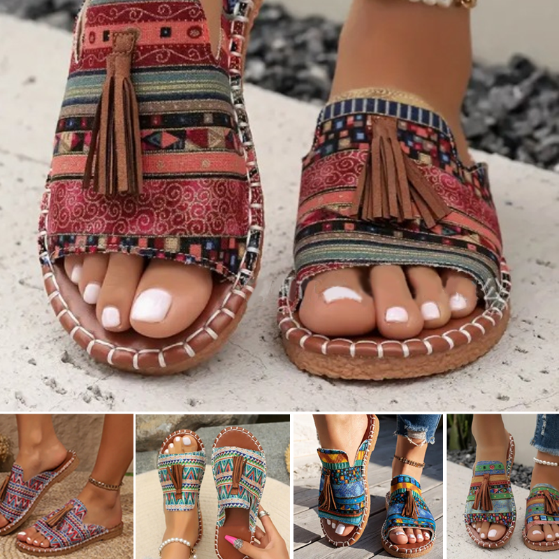 Vanna | Damen-Sandalen mit böhmischem Muster zum Hineinschlüpfen