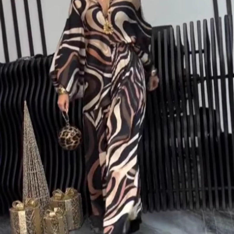 Zara | Modisches Damen-Set mit lockerem, bedrucktem Hemd und Hose mit weitem Bein, 2-teilig