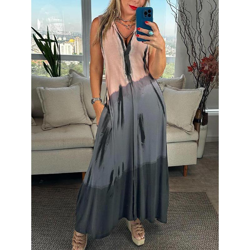 Ximena | Damen ärmelloses Kleid mit V-Ausschnitt und Krawatte