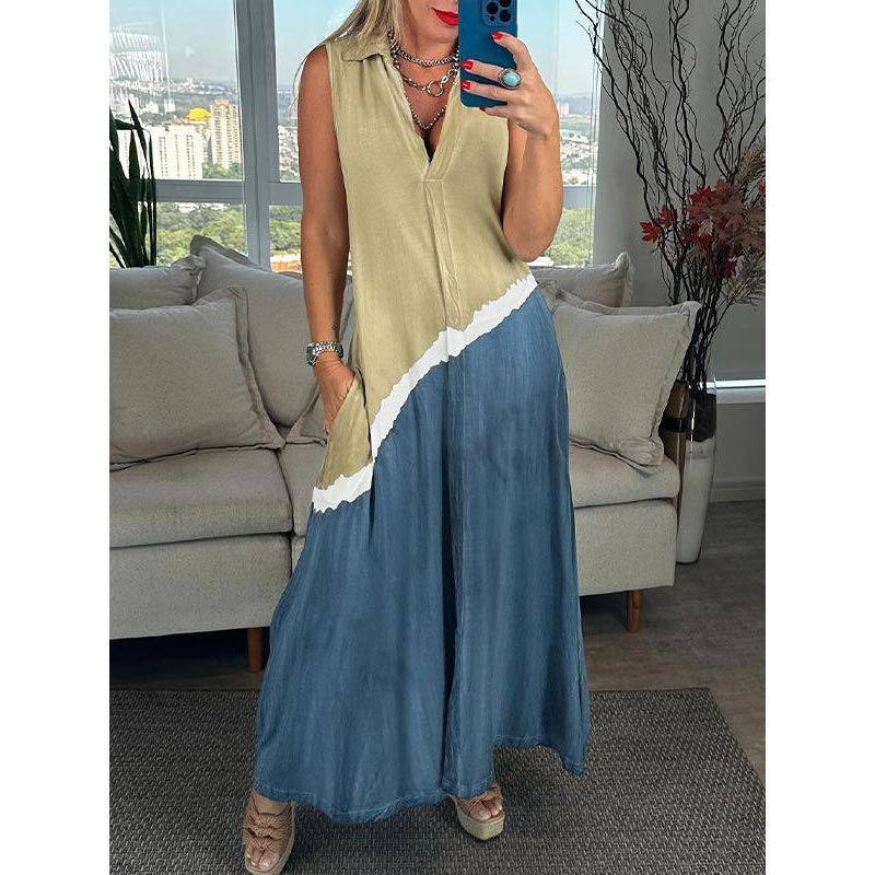 Anastasia | Damen ärmelloses Kleid mit V-Ausschnitt und Krawatte