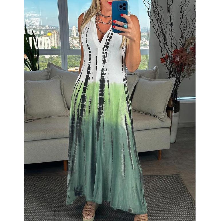 Anastasia | Damen ärmelloses Kleid mit V-Ausschnitt und Krawatte