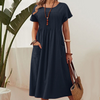 Charley | Faltenkleid für Damen mit kurzen Ärmeln und Taschen
